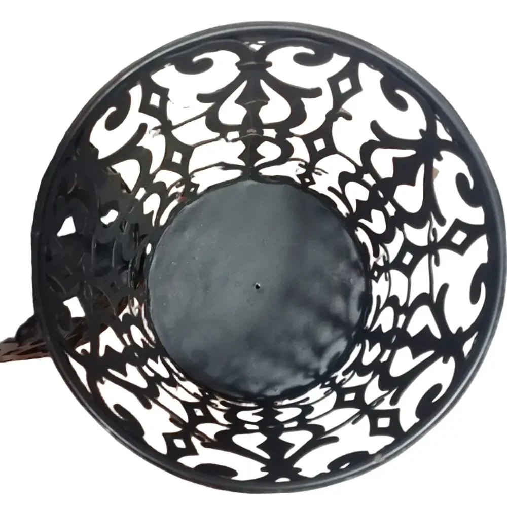 Set of 2 Black Iron Burnout Pillar Candle Holders